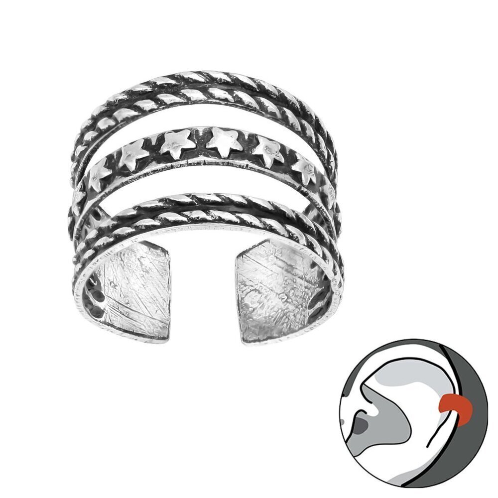 Sterling Silver Star Ear Cuff – 8mm Wide Celestial No Piercing Cuff​